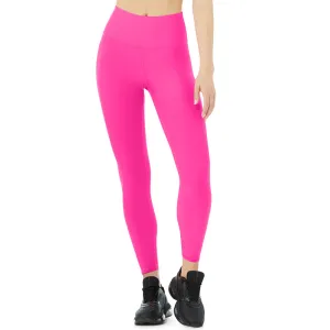 Damen-Basics-Hochtaillierte Leggings, Neon Pink