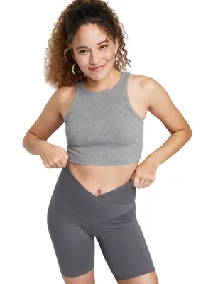 Damen einfarbige einfache Fahrradshorts, Grau