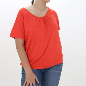 Damen einfarbiges Top, Rotorange