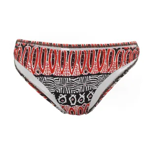 Damen-Bikiniunterteil mit Ringdetail und Druck, mehrfarbig
