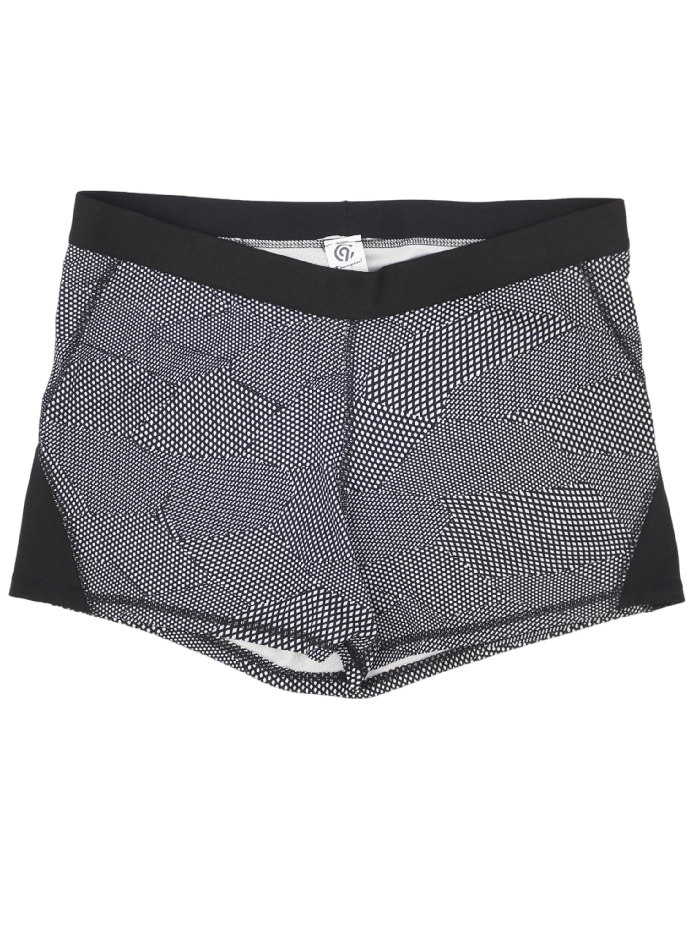Damen Sportkurzhose mit Druck, Schwarz/Weiß
