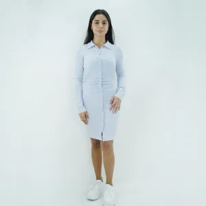 Damen-Rippen-Kleid mit Knopfverschluss, Hellblau