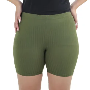 Damen Rippen-Shorts, Olive