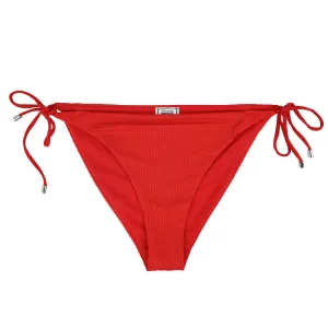 Damen Rippen-Bikini-Höschen mit Bindeseiten, Rot
