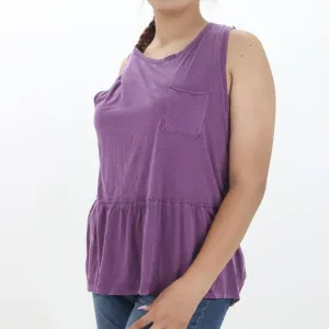 Damenbluse mit Rüschen und Tasche, Lila