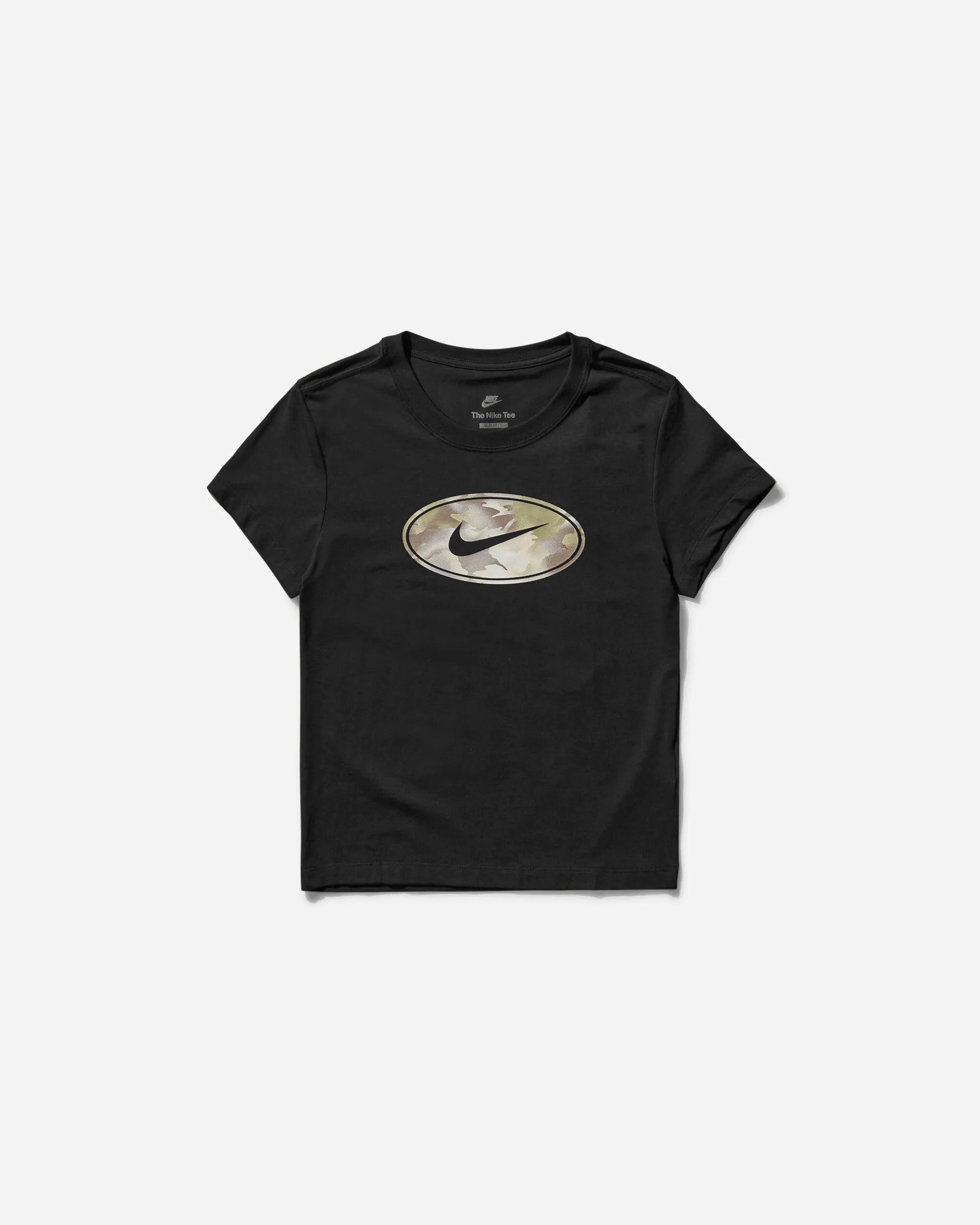 Damen Slim Camo Logo T-Shirt Schwarz