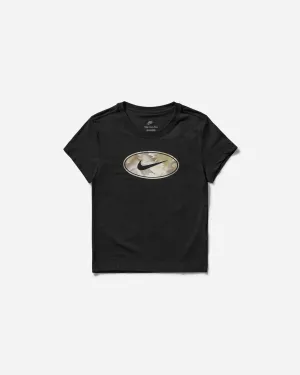 Damen Slim Camo Logo T-Shirt Schwarz