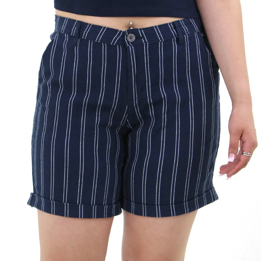 Damen Kurze Hose Gestreift, Marineblau