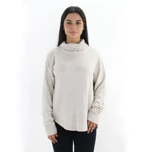 Damen Rollkragen-Washed Sweatshirt, Beige