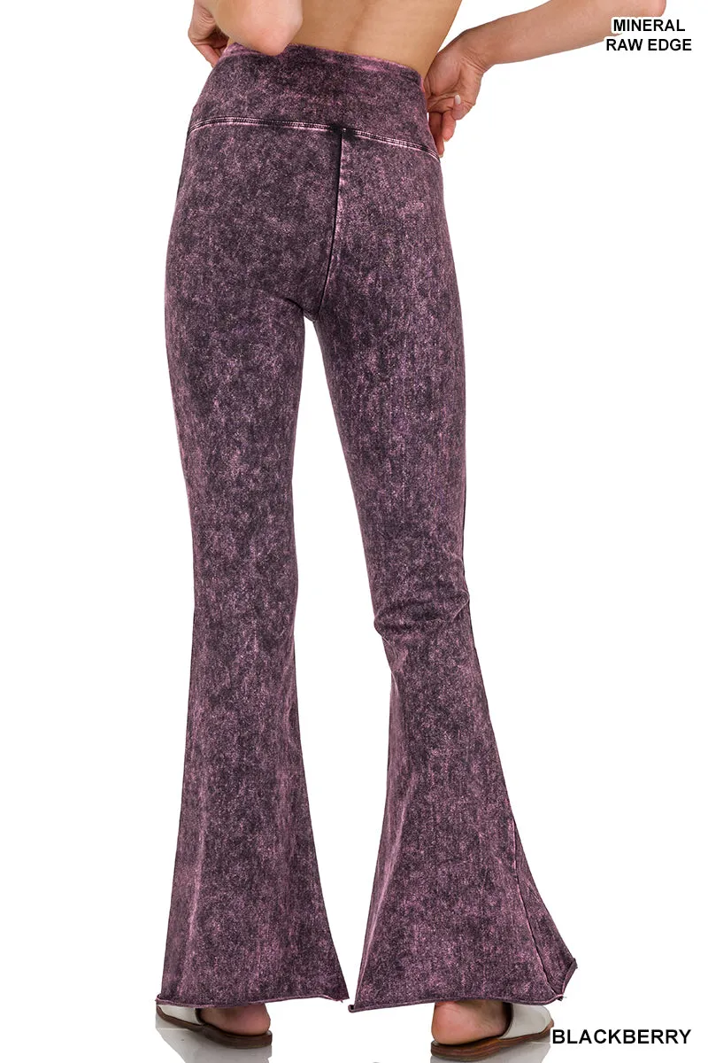 Zenana Mineralgewaschener High-Waist-Rohbund-Bootcut-Hose SP-102
