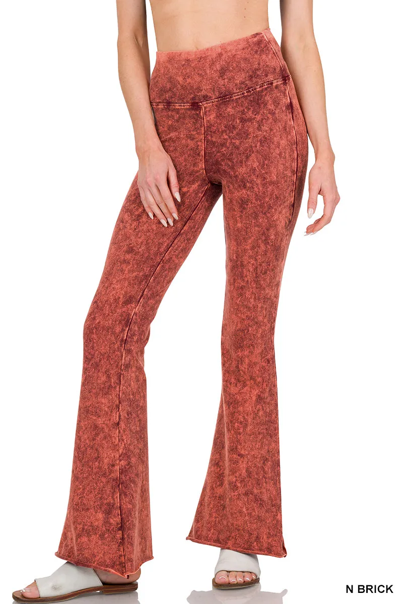 Zenana Mineralgewaschener High-Waist-Rohbund-Bootcut-Hose SP-102