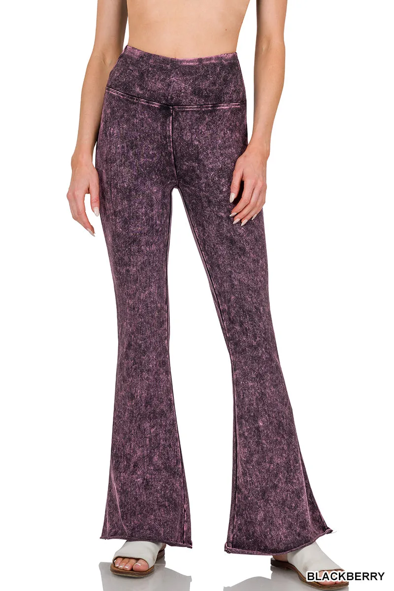 Zenana Mineralgewaschener High-Waist-Rohbund-Bootcut-Hose SP-102