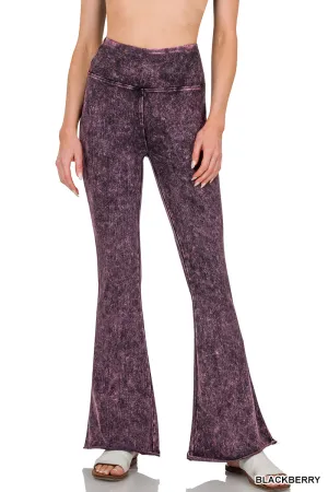 Zenana Mineralgewaschener High-Waist-Rohbund-Bootcut-Hose SP-102