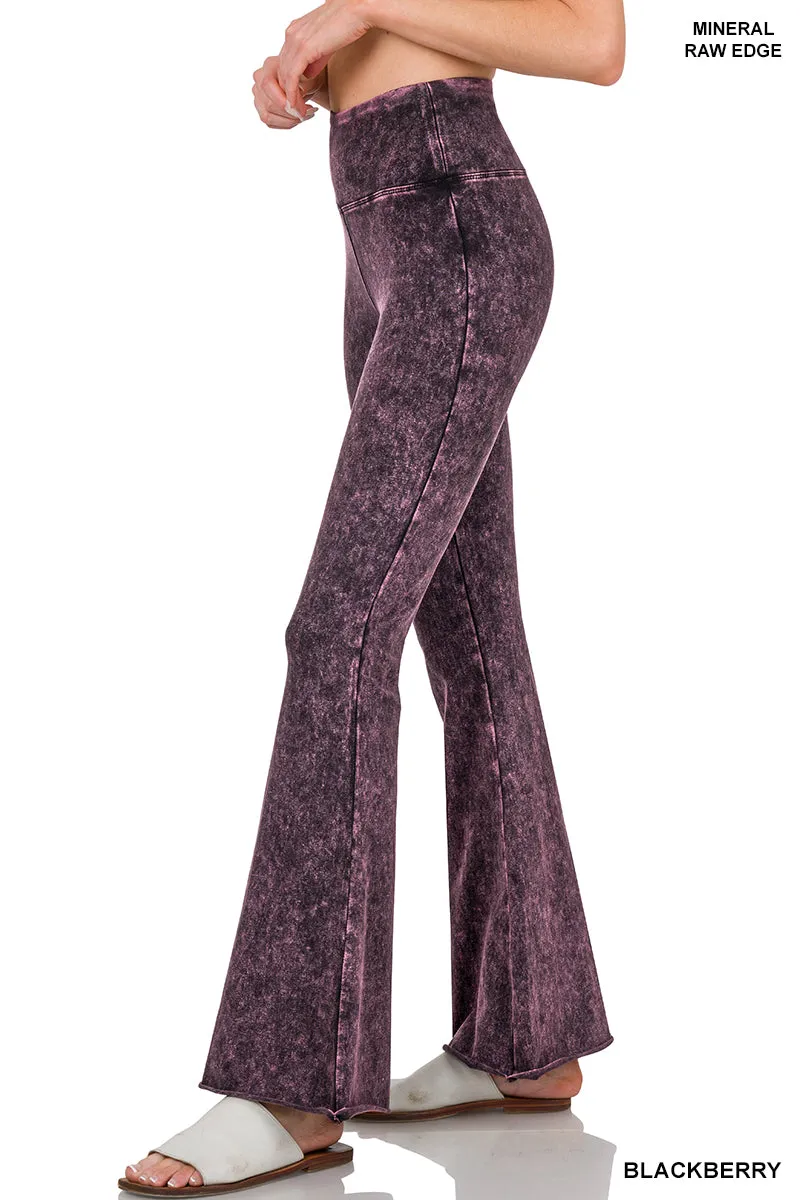 Zenana Mineralgewaschener High-Waist-Rohbund-Bootcut-Hose SP-102