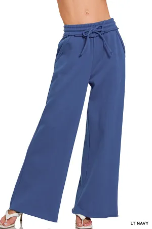 Zenana Raw Bottom Flauschige Palazzo Jogginghose OPW-4327Y
